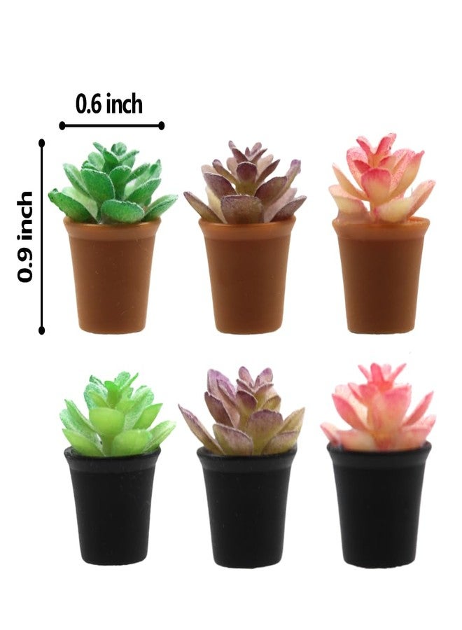 Wallertree Door Hinge Heads Decorative Topper - Succulent Magnets Door Hinge Decor - Magnetic Hinge Head Topper - Miniature Potted Plant Trinkets (Echeveria, Set of 6) - Image 3